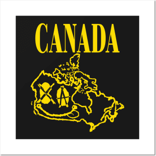 Canada Grunge Smiling Face Black Background Posters and Art